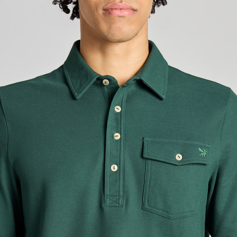 Men's Solid Long Sleeve Pima Cotton Pique Polo