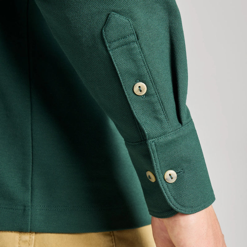 Men's Solid Long Sleeve Pima Cotton Pique Polo