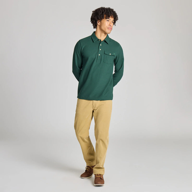 Men's Solid Long Sleeve Pima Cotton Pique Polo