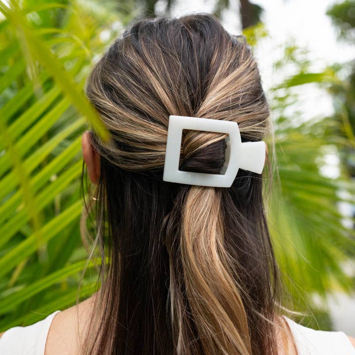 Square Flat Hair Clip | Coconut White