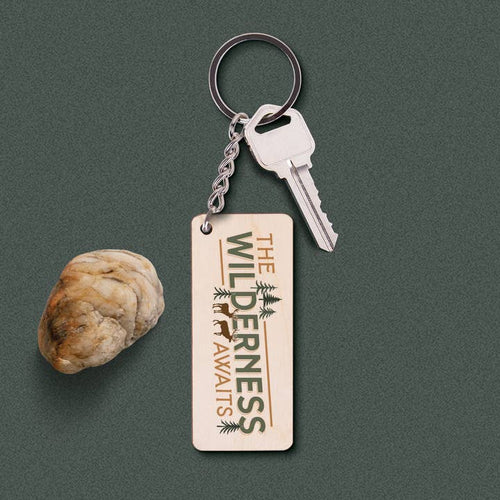 The Wilderness Awaits Maple Veneer Keychain