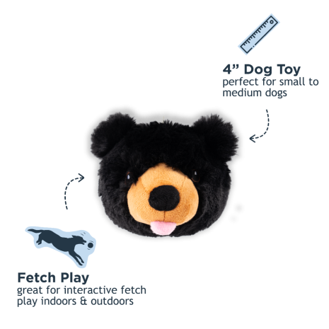 Black Bear 2-in-1 Fetch Ball Dog Toy