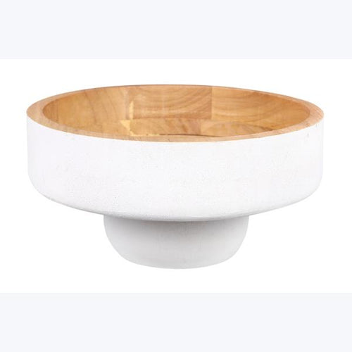 Wood Round Trinket Dish on Pedestal