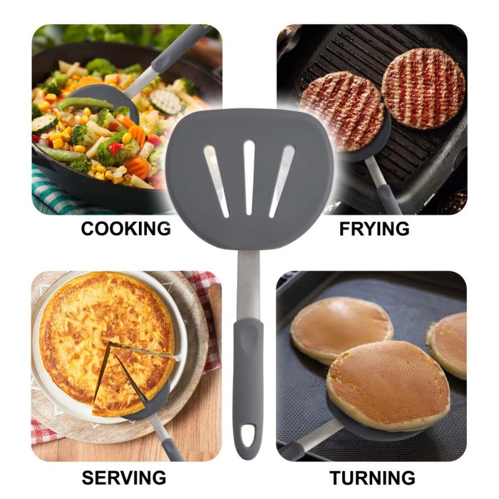 HIC Kitchen Wide Slotted Non-Stick Flexible Spatula