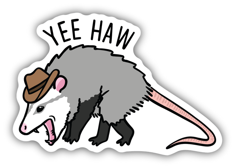 Yee Haw Cowboy Possum Sticker