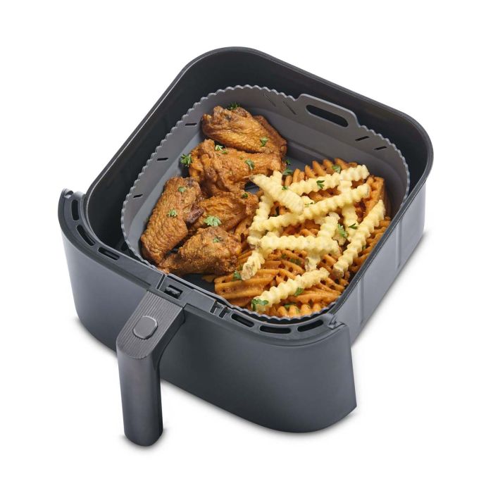 HIC Kitchen Silicone Collapsible Air Fryer Basket Liner, Square, 7qt