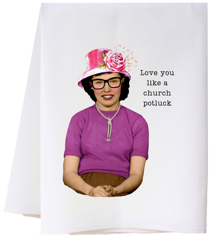 Church Potluck Flour Sack Towel