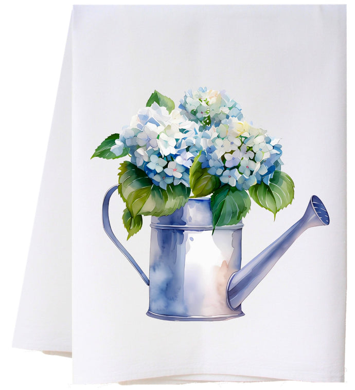 Hydrangeas In Watering Can Flour Sack Towel