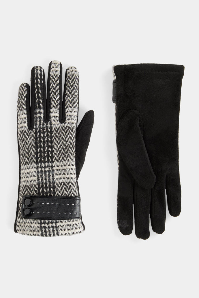 Zig Zag Plaid Touchscreen Gloves Black