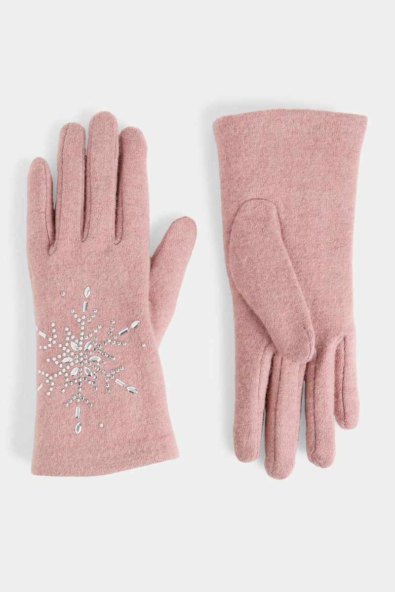 Christmas Snowflake Touchscreen Gloves - Pink