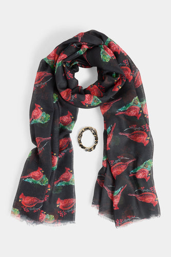 Cardinal Scarf + Bracelet Set Black