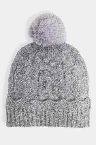 Sweet Scallop Knit Hat Grey