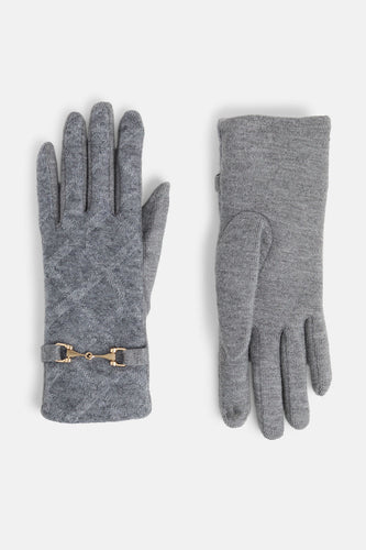 Elegant Checkered Touchscreen Gloves - Grey