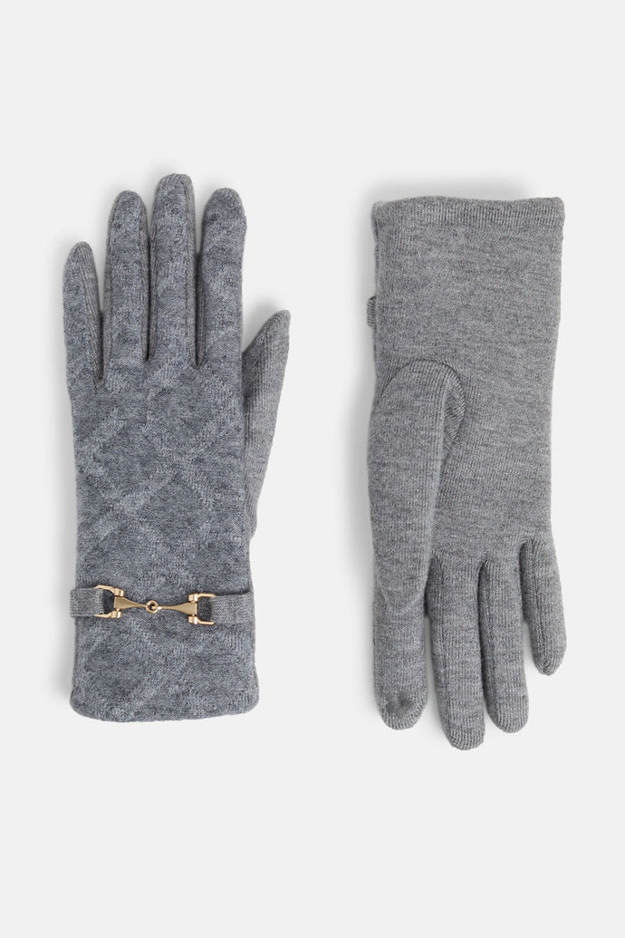 Elegant Checkered Touchscreen Gloves - Grey