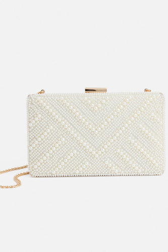 Penelope Pearl Clutch - White