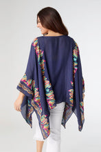 Nia Poncho with Embroidery - Navy