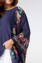 Nia Poncho with Embroidery - Navy