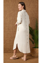 Keira Long Sleeve Dress with Back Button Detail - Natural