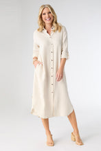 Keira Long Sleeve Dress with Back Button Detail - Natural