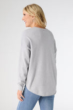 Lightweight Heavenly-Luxe Long Sleeve Sweater with Front Seam - Light Heather Grey
