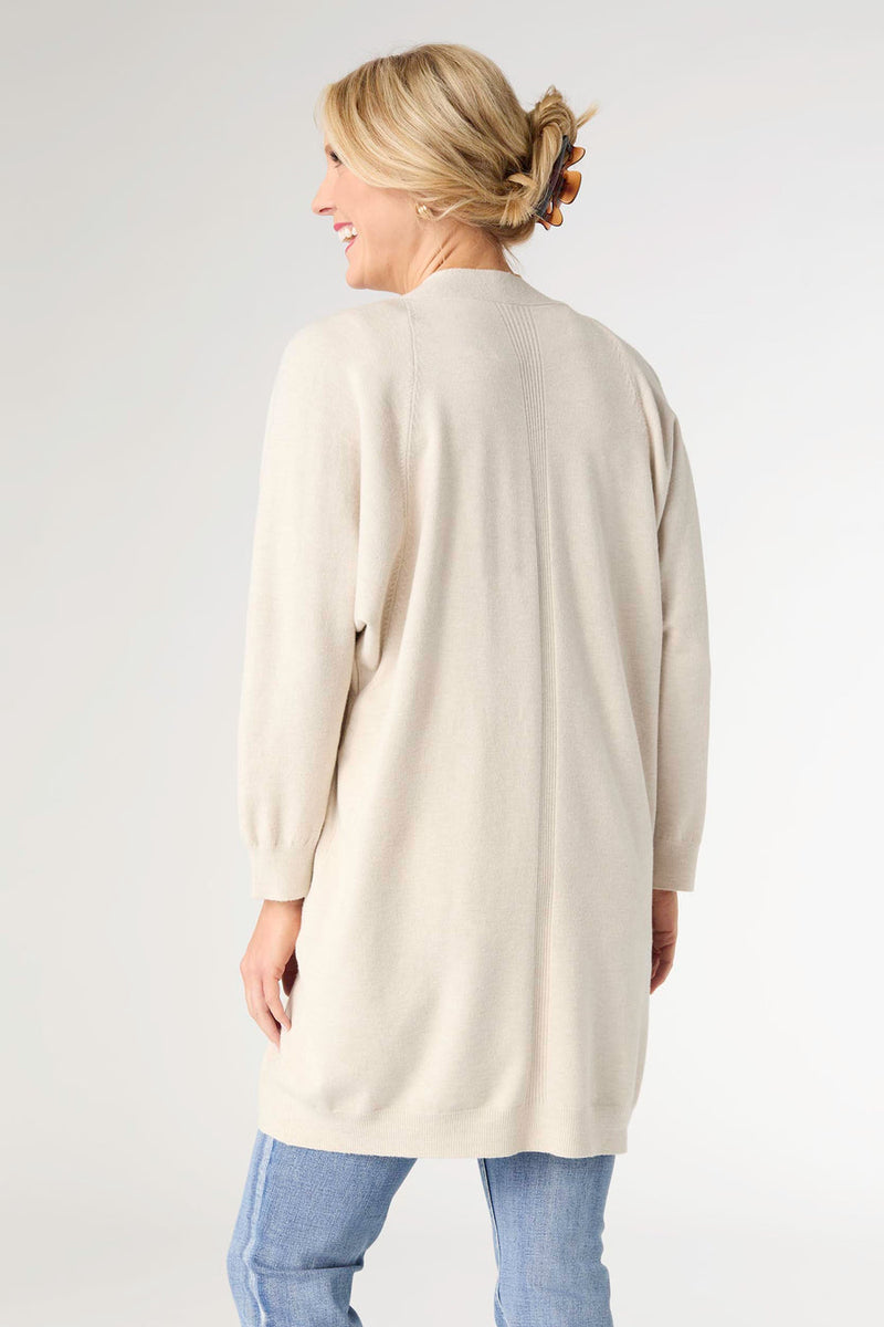 Lightweight Heavenly-Luxe 3/4 Sleeve Cardigan with Pockets - Oatmeal