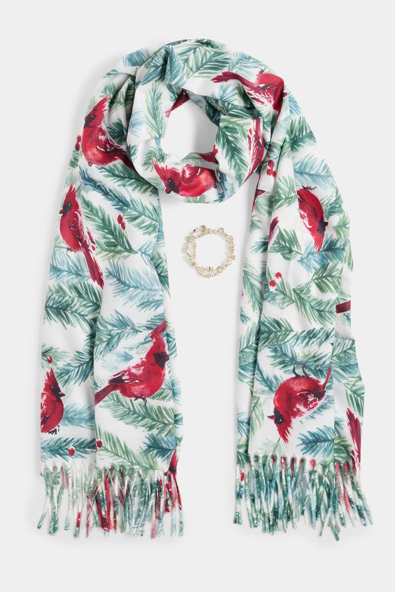 Cardinal Scarf + Bracelet Set