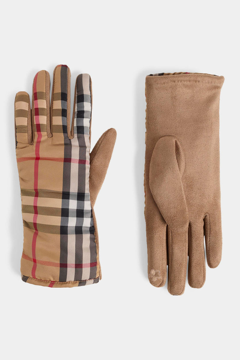 Brilliant Plaid Touchscreen Gloves -  Camel