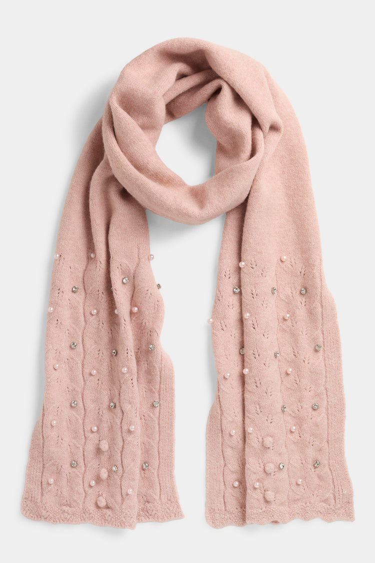 Sweet Scallop Glam Knit Scarf - Pink