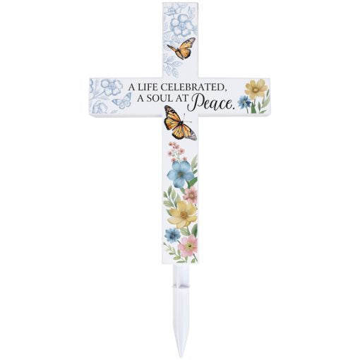 At Peace Eternal Garden Solar Cross Stake