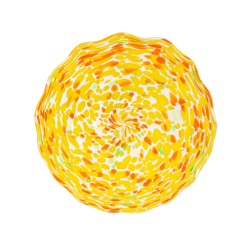 GID Glass Bird Bath, 15"H, Yellow