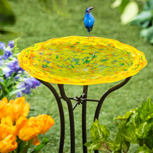 GID Glass Bird Bath, 15"H, Yellow