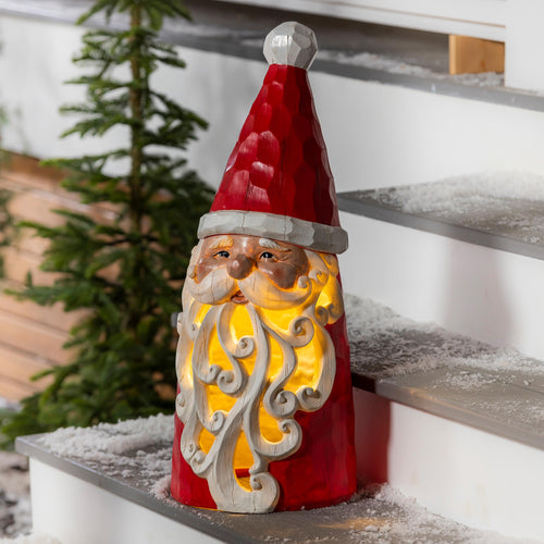 Christmas Vacation Garden Statue, LED Resin Statue, Santa with Hat, 26