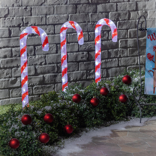 Baking Spirits Bright Garden Path Lighting, Acrylic LED Path Lights, Candy Cane, 27.5