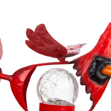 Solar Songbird Metal Wind Spinner with Glass Orb, Cardinal
