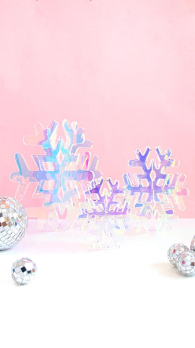 Kailo Chic Iridescent Snowflake Acrylic Decor Set of 3