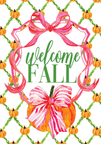 Pink Bow Pumpkin Wind Current Garden Flag