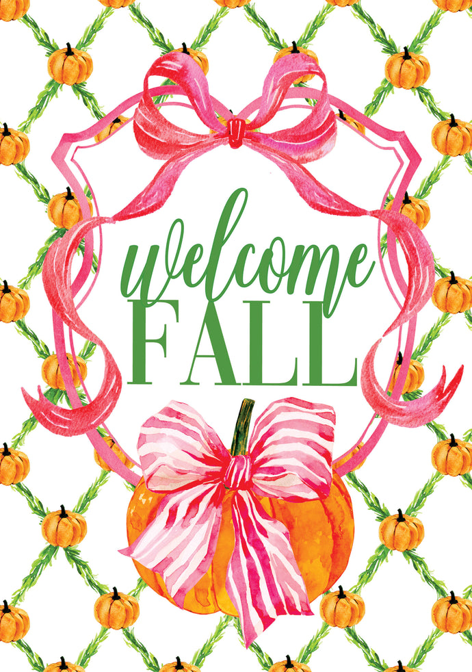 Pink Bow Pumpkin Wind Current Garden Flag