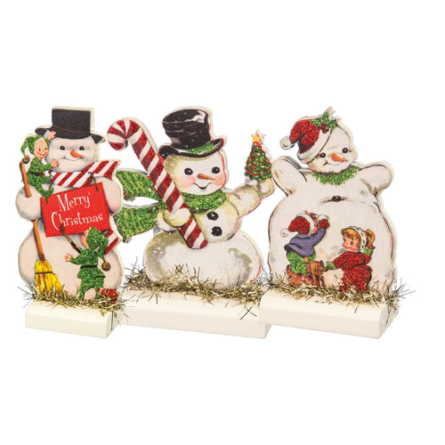 Retro Snowmen Stand Up Set