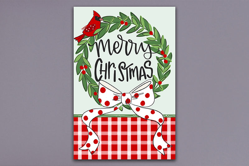 Merry Christmas Welcome Wreath Garden Flag