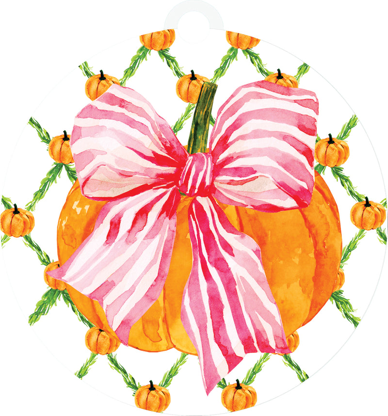 Hang Around Door Decor Pink Bow Pumpkin