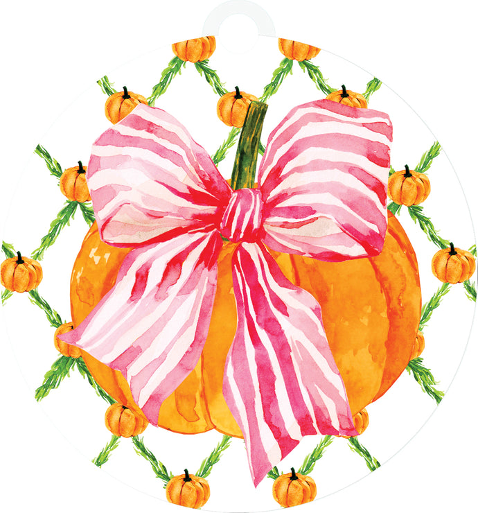Hang Around Door Decor Pink Bow Pumpkin