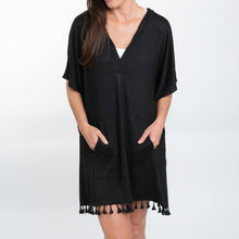Naomi Hooded Poncho Cover Up Jet One Size - Black
