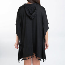 Naomi Hooded Poncho Cover Up Jet One Size - Black