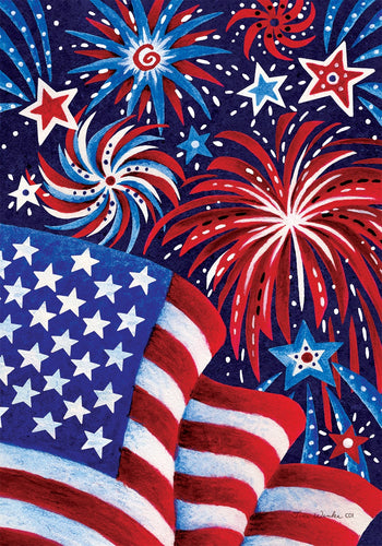 Fireworks & Flag-Garden Flag