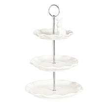 Bunny Blooms Ceramic and Metal Three Tiered Server Bunny