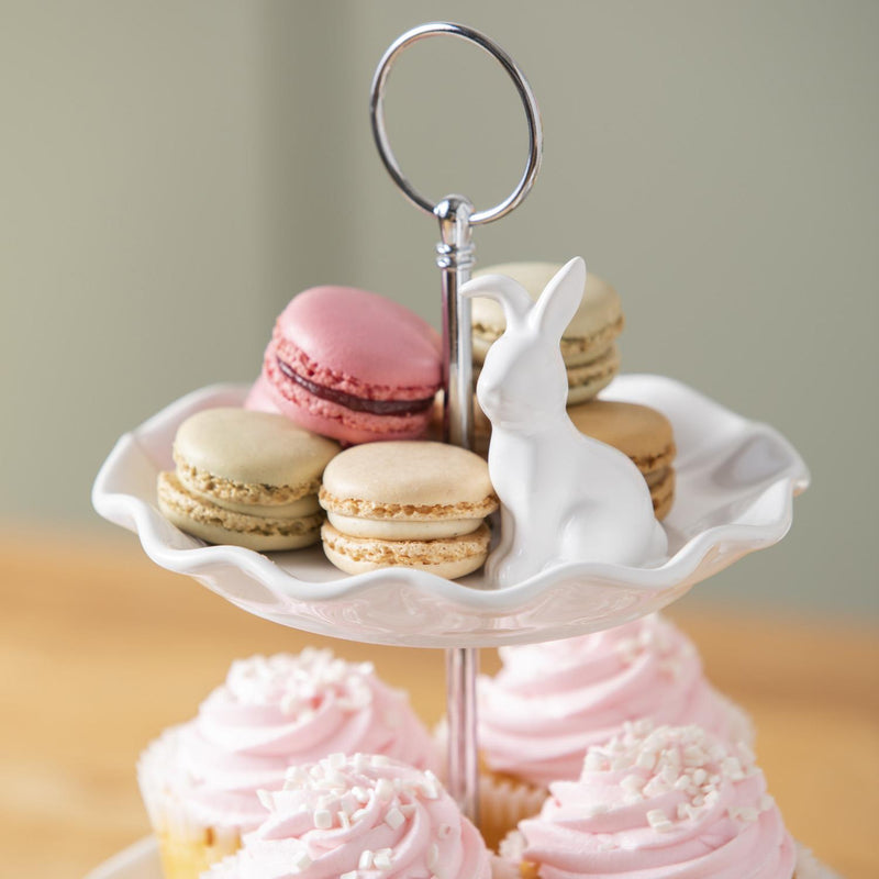 Bunny Blooms Ceramic and Metal Three Tiered Server Bunny