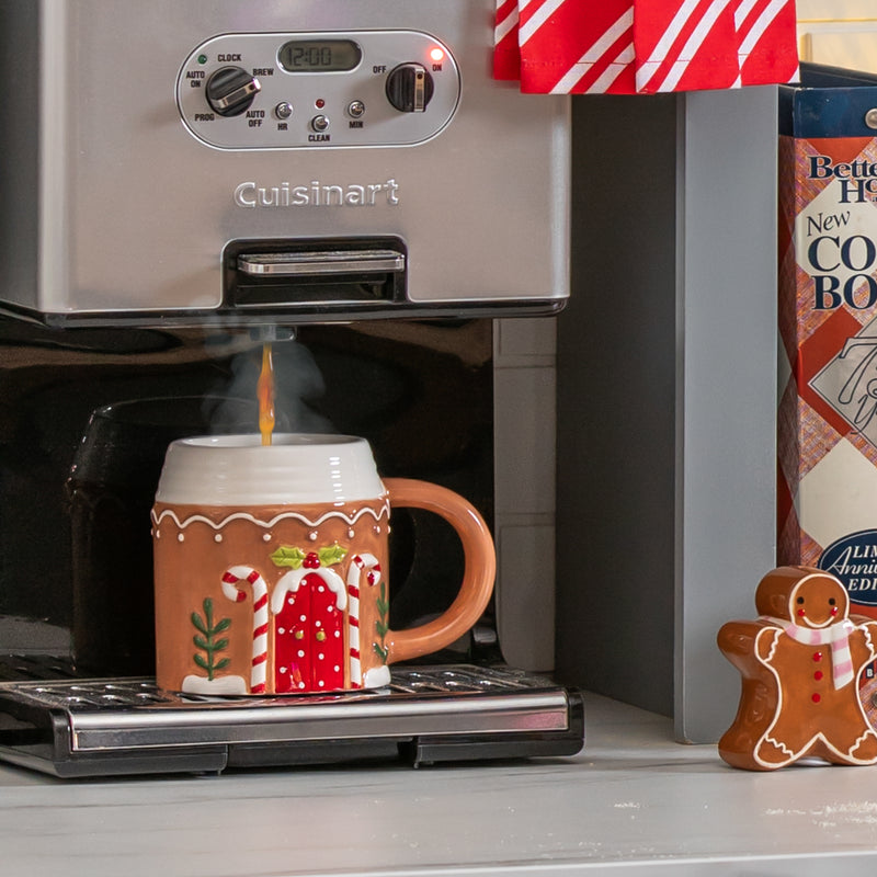Gingerbread Sculpted Ceramic Cup, 13oz, Gift Box