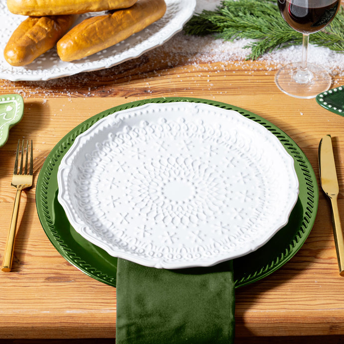 Plate Embossed Ceramic Dinner Plate, 10.25