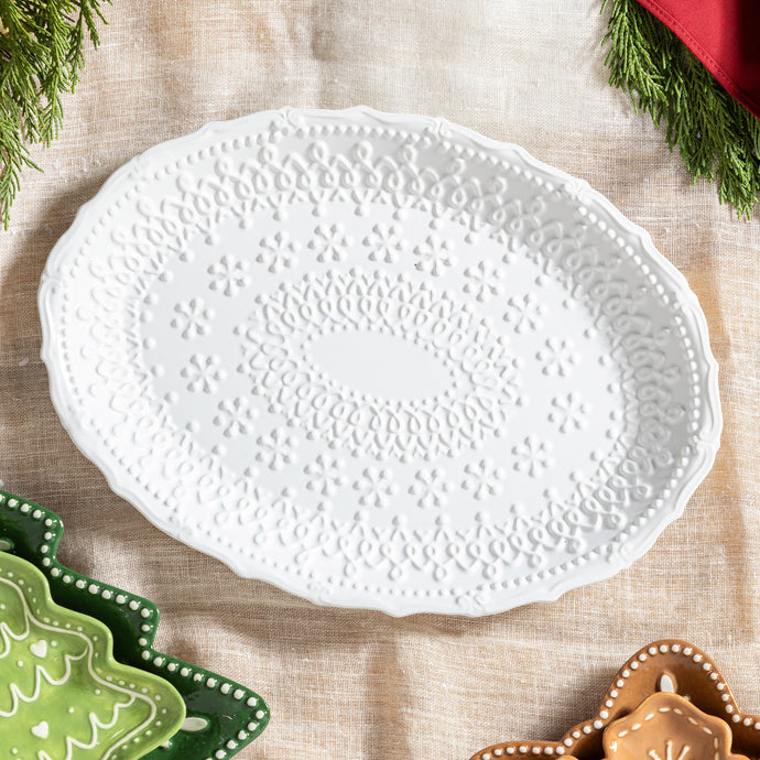 Platter Embossed Ceramic Serving Platter, 14