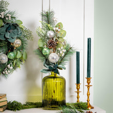Shades of Green Stem Artificial with Ornaments, 25"H